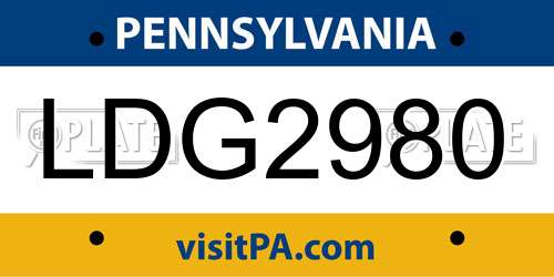 LDG2980 Pennsylvania License Plate