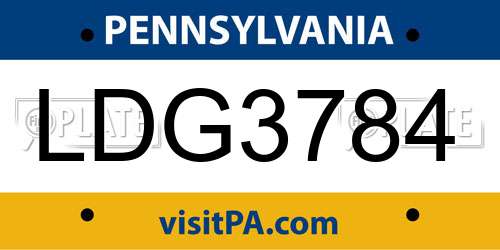LDG3784 Pennsylvania License Plate