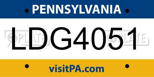 LDG4051 Pennsylvania License Plate
