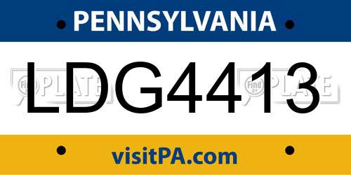 LDG4413 Pennsylvania License Plate