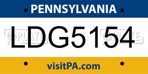 LDG5154 Pennsylvania License Plate