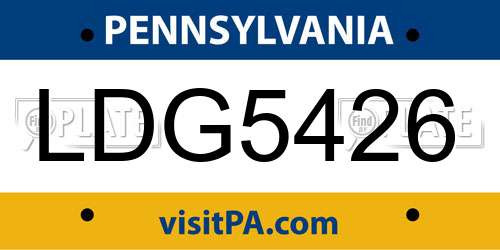 LDG5426 Pennsylvania License Plate