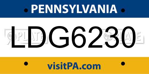 LDG6230 Pennsylvania License Plate
