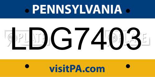 LDG7403 Pennsylvania License Plate