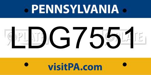 LDG7551 Pennsylvania License Plate