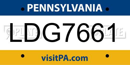 LDG7661 Pennsylvania License Plate