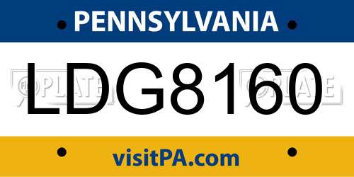 LDG8160 Pennsylvania License Plate