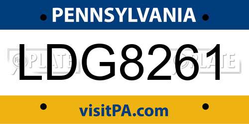 LDG8261 Pennsylvania License Plate