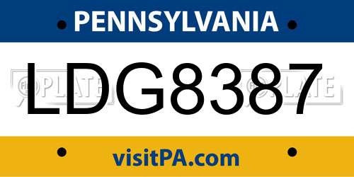 LDG8387 Pennsylvania License Plate