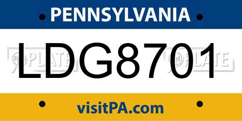 LDG8701 Pennsylvania License Plate