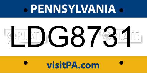LDG8731 Pennsylvania License Plate