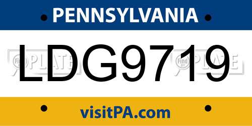 LDG9719 Pennsylvania License Plate