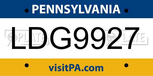 LDG9927 Pennsylvania License Plate