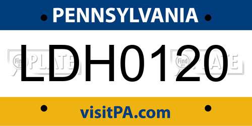 LDH0120 Pennsylvania License Plate