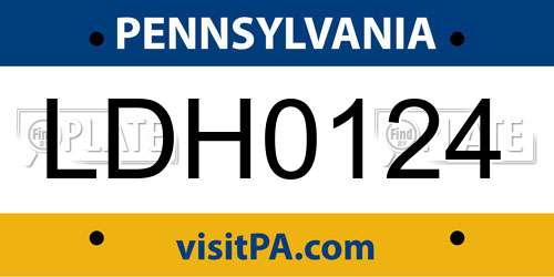 LDH0124 Pennsylvania License Plate