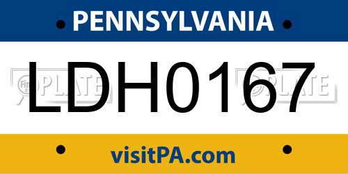 LDH0167 Pennsylvania License Plate