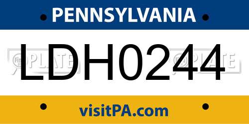 LDH0244 Pennsylvania License Plate