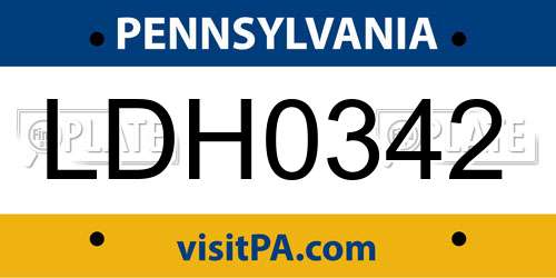 LDH0342 Pennsylvania License Plate