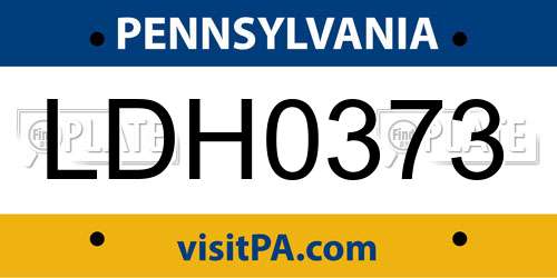 LDH0373 Pennsylvania License Plate
