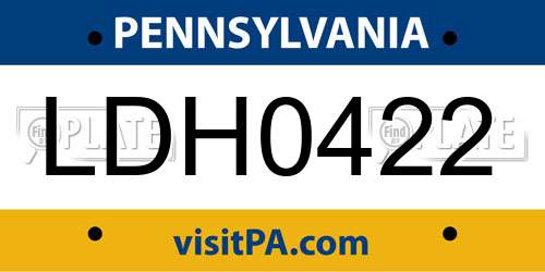 LDH0422 Pennsylvania License Plate