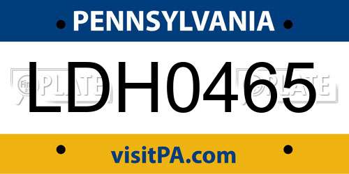 LDH0465 Pennsylvania License Plate