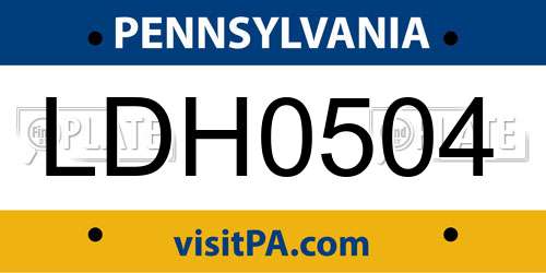 LDH0504 Pennsylvania License Plate