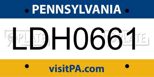 LDH0661 Pennsylvania License Plate