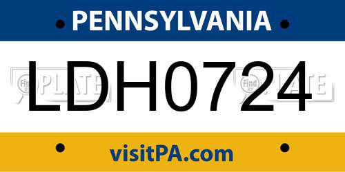 LDH0724 Pennsylvania License Plate