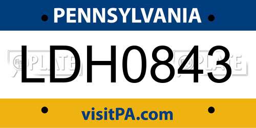 LDH0843 Pennsylvania License Plate
