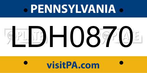 LDH0870 Pennsylvania License Plate