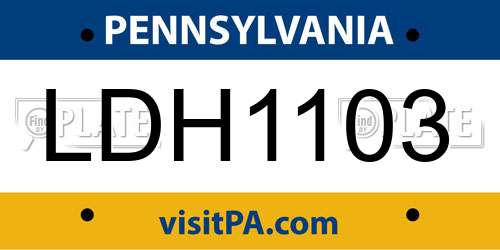 LDH1103 Pennsylvania License Plate