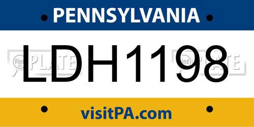 LDH1198 Pennsylvania License Plate