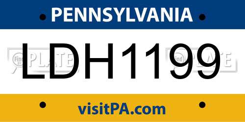 LDH1199 Pennsylvania License Plate