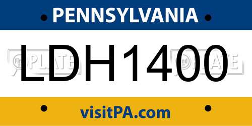 LDH1400 Pennsylvania License Plate