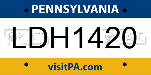 LDH1420 Pennsylvania License Plate