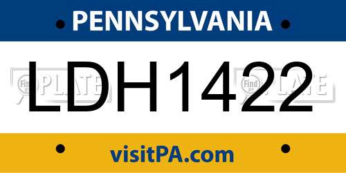 LDH1422 Pennsylvania License Plate