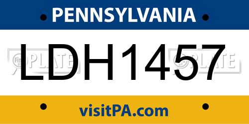 LDH1457 Pennsylvania License Plate