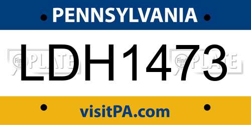 LDH1473 Pennsylvania License Plate
