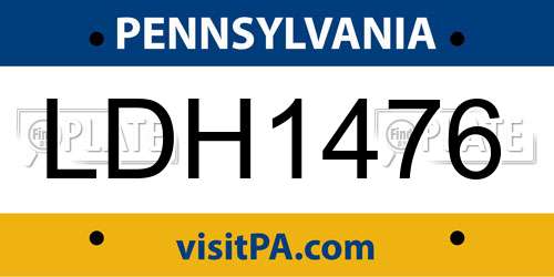 LDH1476 Pennsylvania License Plate