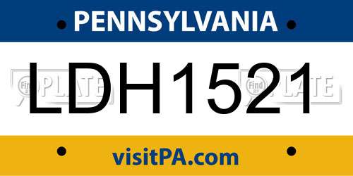 LDH1521 Pennsylvania License Plate
