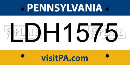 LDH1575 Pennsylvania License Plate