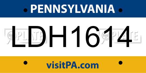 LDH1614 Pennsylvania License Plate