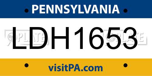 LDH1653 Pennsylvania License Plate