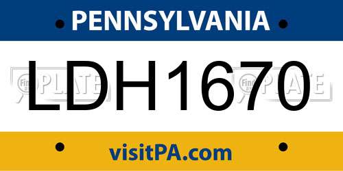 LDH1670 Pennsylvania License Plate