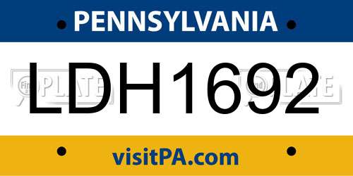 LDH1692 Pennsylvania License Plate