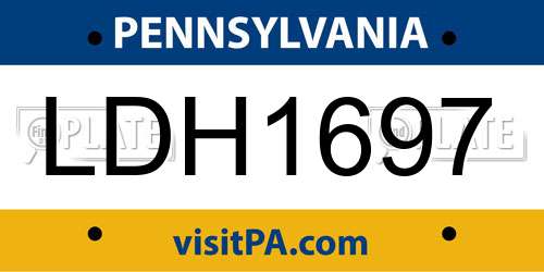 LDH1697 Pennsylvania License Plate