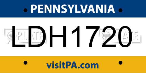 LDH1720 Pennsylvania License Plate
