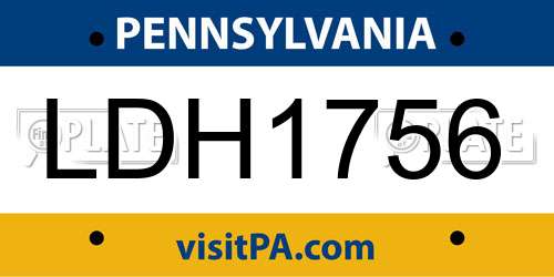 LDH1756 Pennsylvania License Plate