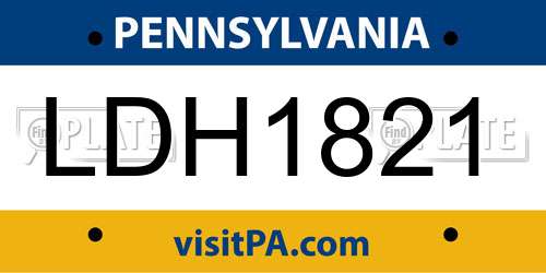 LDH1821 Pennsylvania License Plate