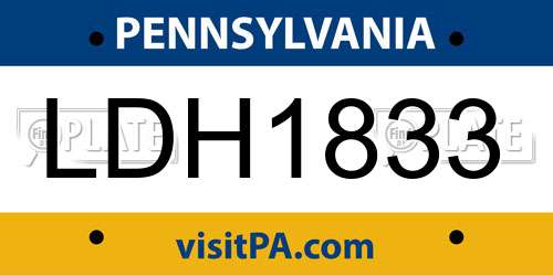 LDH1833 Pennsylvania License Plate